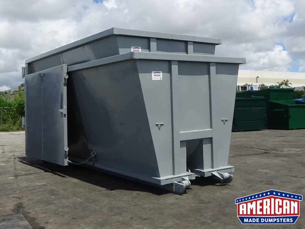 20 Yard Slant Wall Style Cable Roll-Off Dumpsters - American Made Dumpsters